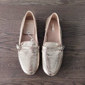 BNWT Zara Girls Gold Glitters Loafers/ Flat Slip On Size 35/US 3